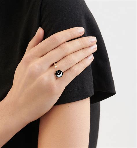 Rose Céleste Ring Yellow and White Gold, Diamond, Onyx and .